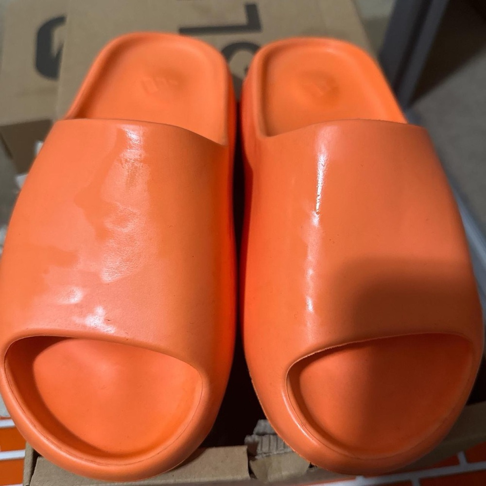 Yeezy Slide Sandals in Bright Orange